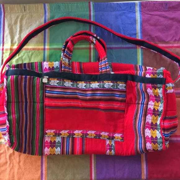 Vintage Handbags - Colorful Textile Overnight/Duffel Bag